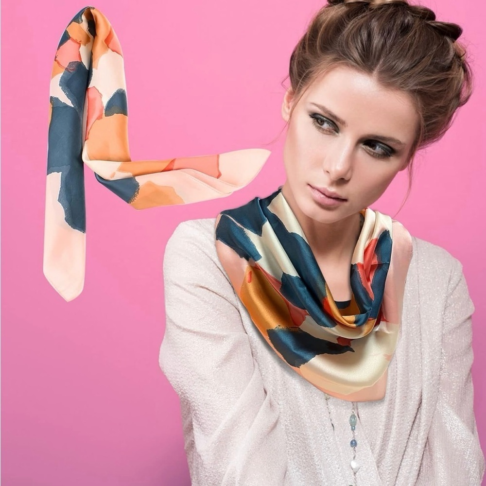 Head Scarf for Women Hair Bandanas Silk Feeling Neckerchief Scarf